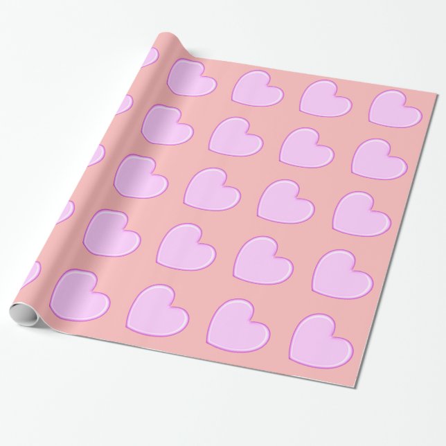 Papier Cadeau Cœurs violets (Déroulé)