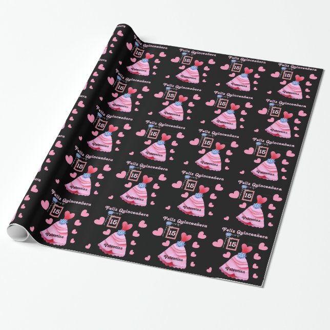 Papier Cadeau Coing heureux Años de Quinceanera (Déroulé)