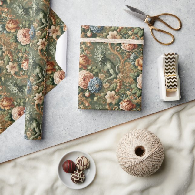 Papier Cadeau Colère de Verdant - Design floral mythique (Artisanat)