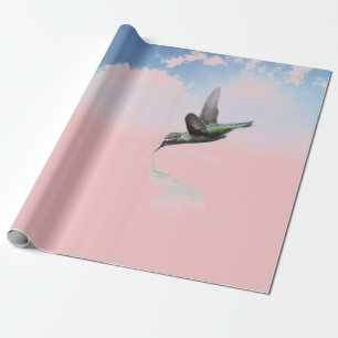 Papier Cadeau colibri et nuages enveloppant du papier