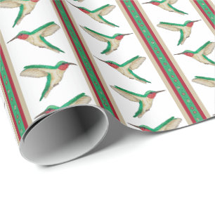Papier Cadeau Colibri rayé