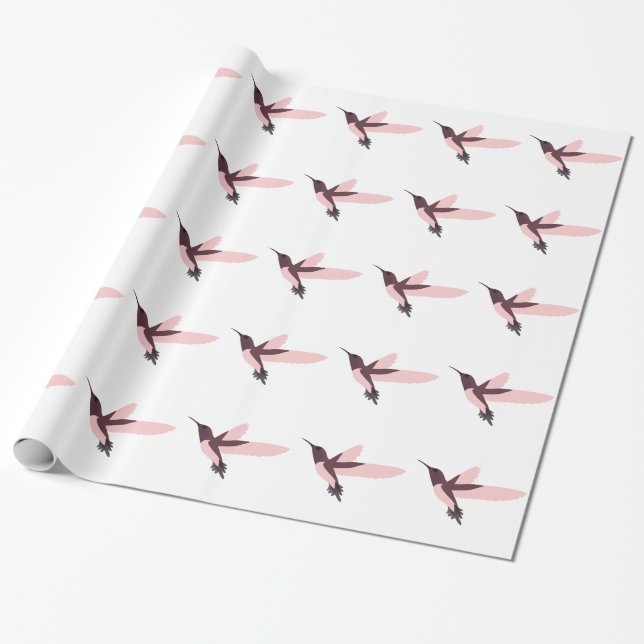 Papier Cadeau Colibri rose (Déroulé)