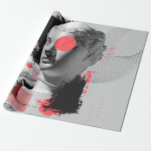 Papier Cadeau Collage d'art contemporain avec tête de statue ant