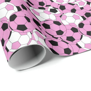 Papier Cadeau Collage de balle de soccer rose