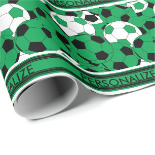Papier Cadeau Collage de balle de soccer vert