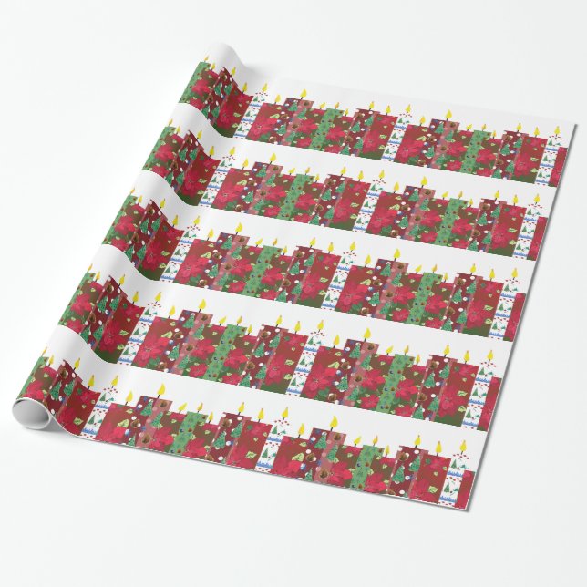 Papier Cadeau Collage de bougies de Noël (Déroulé)