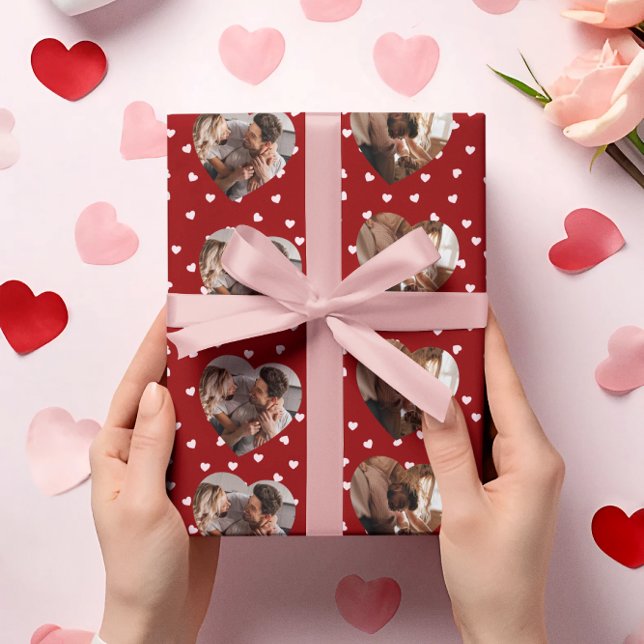 Papier Cadeau Collage de Coeurs de photos Valentines | Personnal (Créateur téléchargé)