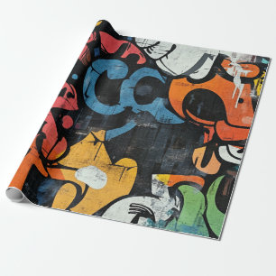 Papier Cadeau Collage de graffiti urbain avec des couleurs vives