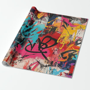 Papier Cadeau Collage de graffiti urbain avec peinture aux coule