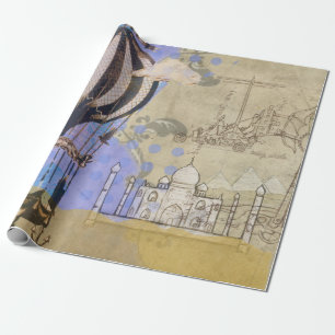 Papier Cadeau Collage de la Fête des pères de ballon à air chaud