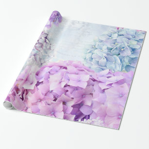 Papier Cadeau Collage de pastel d'hortensia de fleur de ressort