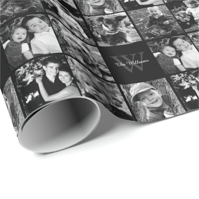 Papier Cadeau Collage de photos familiales (Coin rond)