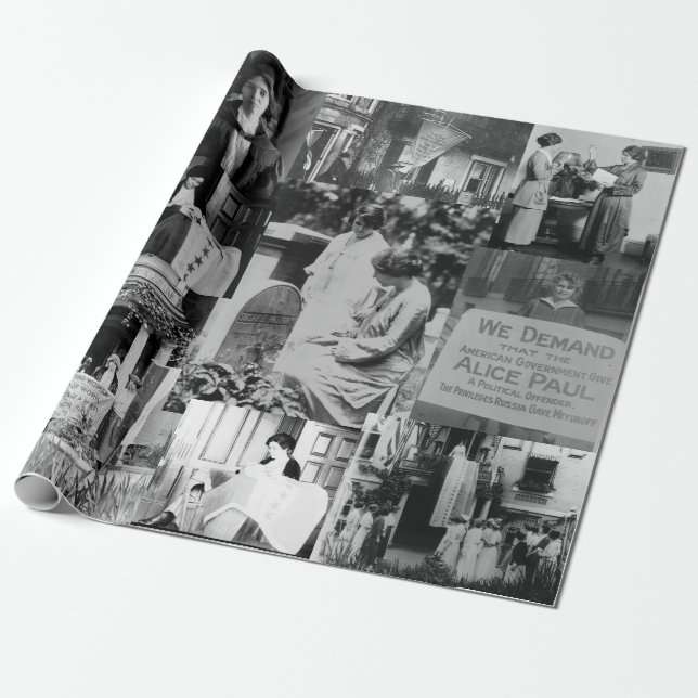 Papier Cadeau Collage de photos historiques d'Alica Paul Suffrag (Déroulé)