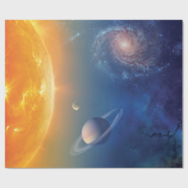 Papier Cadeau Collage du système solaire de la NASA dans l'espac (Plat)