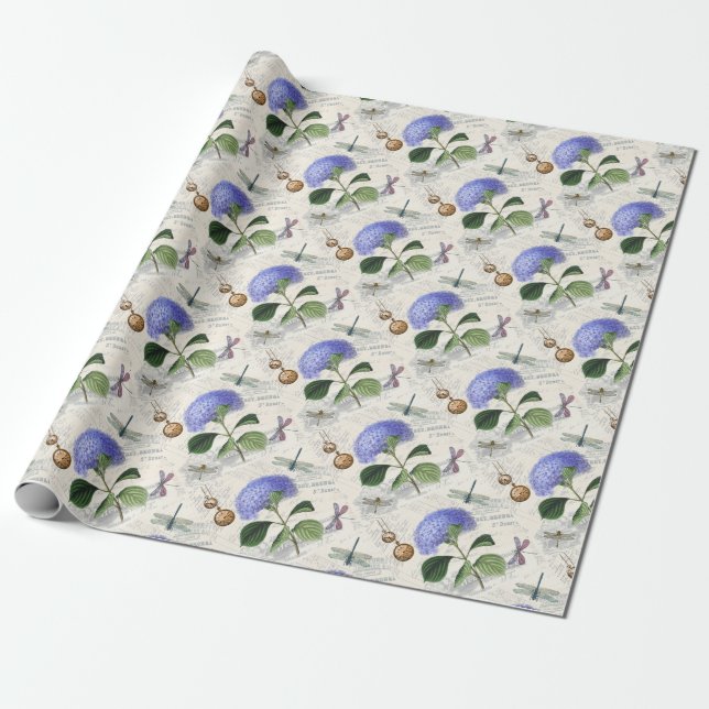 Papier Cadeau Collage Hydrangea (Déroulé)
