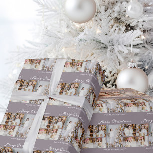 Papier Cadeau Collage photo de Noël élégant mauve