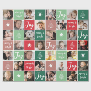 Papier Cadeau Collage photo Joyeux et Noël brillant