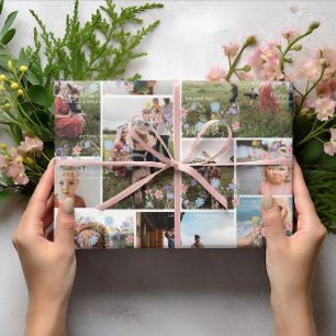Papier Cadeau Collage photo maman floral 10 photos personnalis