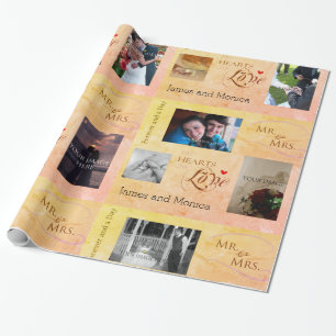 Papier Cadeau Collage photo Mariage personnalisé avec CustomText