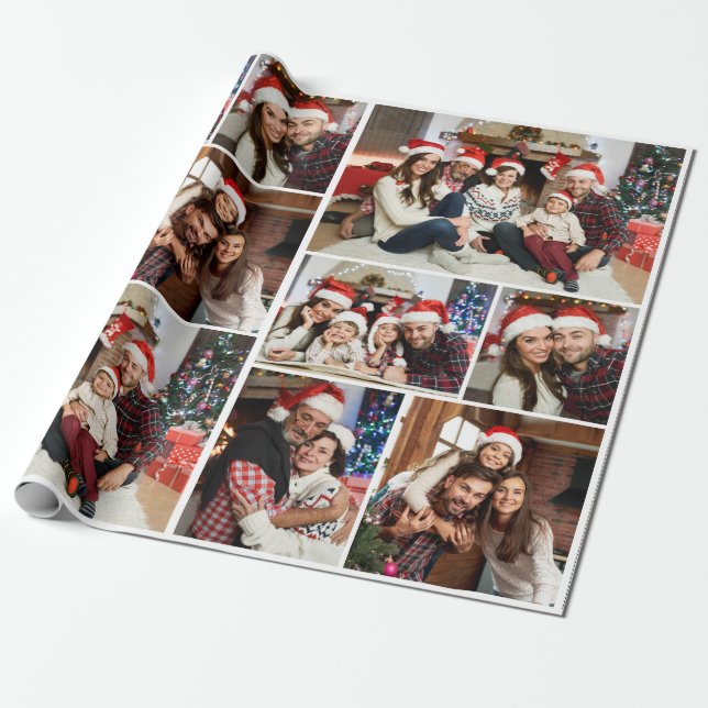 Papier Cadeau Collage photo personnalisé Joyeux Noël (Déroulé)