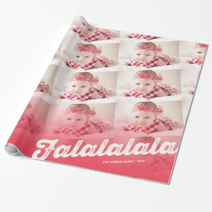 Papier Cadeau Collage rouge de photo de Noël de Falalalala Ombre