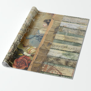 Papier Cadeau Collage rustique Vintage de journaux (9)