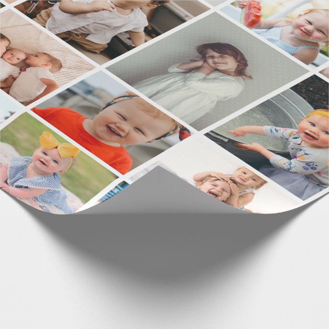 Papier Cadeau Collage simple moderne de 30 photos (Coin)