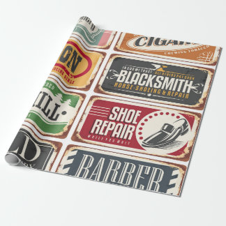 Papier Cadeau Collection d'affiches vintages. Boutique rétro