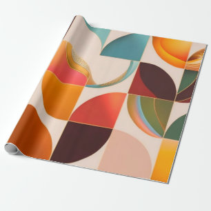 Papier Cadeau Collection de Carrés Abstraits populaires Retro