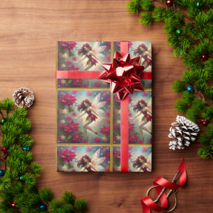 Papier Cadeau Collection de fées de Noël - Cheveux d'Auburn