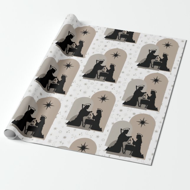 Papier Cadeau Collection de la Nativité Boho (Déroulé)