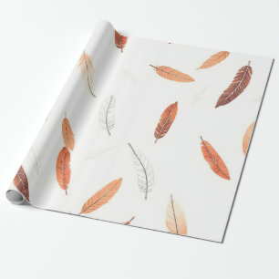 Papier Cadeau Collection de Luxe Plumes Boho Populaires