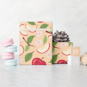 Papier Cadeau Collection de Motifs de paniers de fruits - Pommes