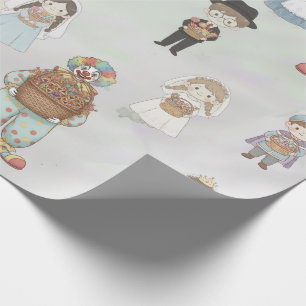 Papier Cadeau Collection de personnages de costumes de Pourim po