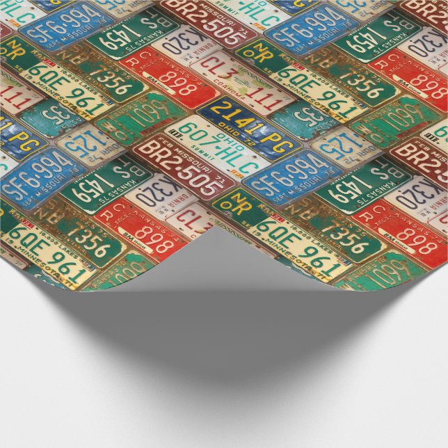 Papier Cadeau collection de plaques d'immatriculation (Coin)
