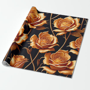 Papier Cadeau Collection de Roses de luxe branché Boho Gold