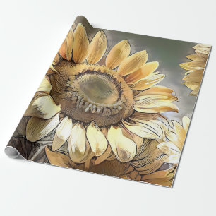 Papier Cadeau Collection De Tournesols D'Art Moderne Sur Le Terr