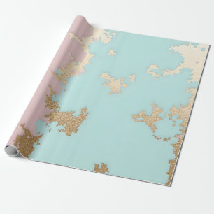 Papier Cadeau Collection Luxe Rose Pâle Menthe Or Populaire