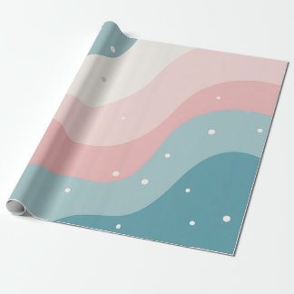 Papier Cadeau Collection Moderne Abstraite Rose Pâle Menthe