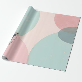 Papier Cadeau Collection Moderne Abstraite Rose Pâle Menthe