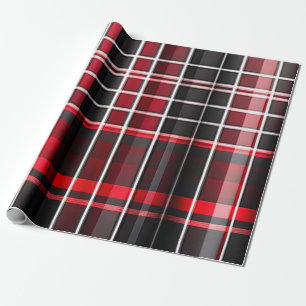 Papier Cadeau Collection populaire Abstraite rouge noir plaid