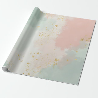 Papier Cadeau Collection Populaire Résumé Rose Blush Menthe