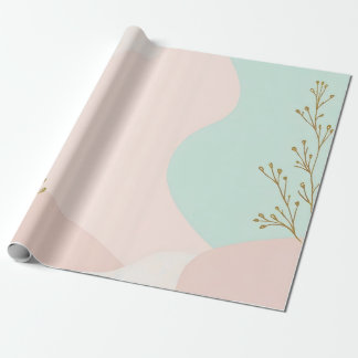 Papier Cadeau Collection Tendance Abstraite Rose Menthe