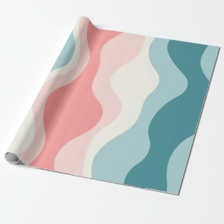 Papier Cadeau Collection Tendance Abstraite Rose Pâle Menthe