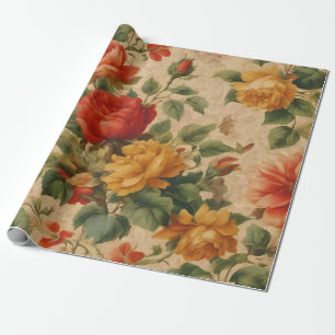 Papier Cadeau Collection Vintage d'aquarelle florale populaire