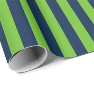 Papier Cadeau College bleu marine et rayure verticale verte Acti