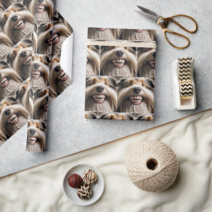 Papier Cadeau Collie à poils avec un Grin à dents
