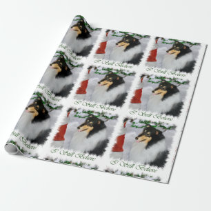 Papier Cadeau Collie rencontre Père Noël Christmas
