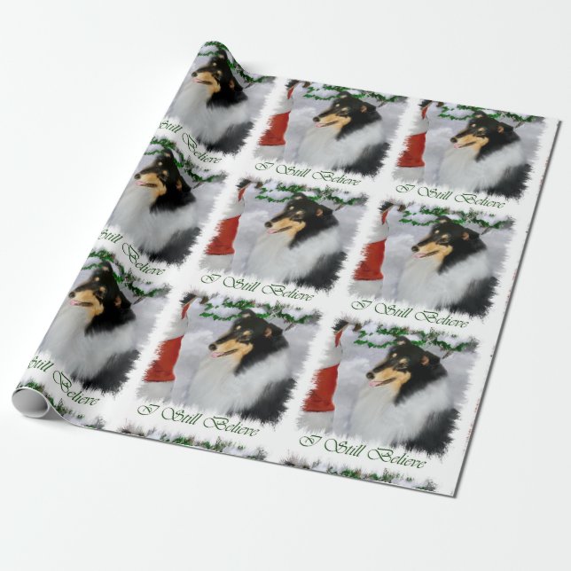 Papier Cadeau Collie rencontre Père Noël Christmas (Déroulé)