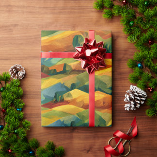 Papier Cadeau Collines cubistes vibrantes | Teinte automnale pic